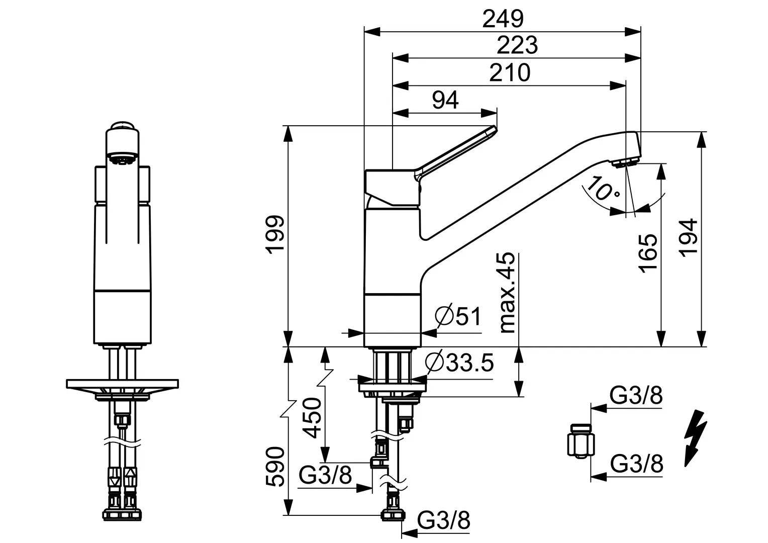 HANSA HANSAPRIMO Küchenarmatur Niederdruck 49491103 - Chrom