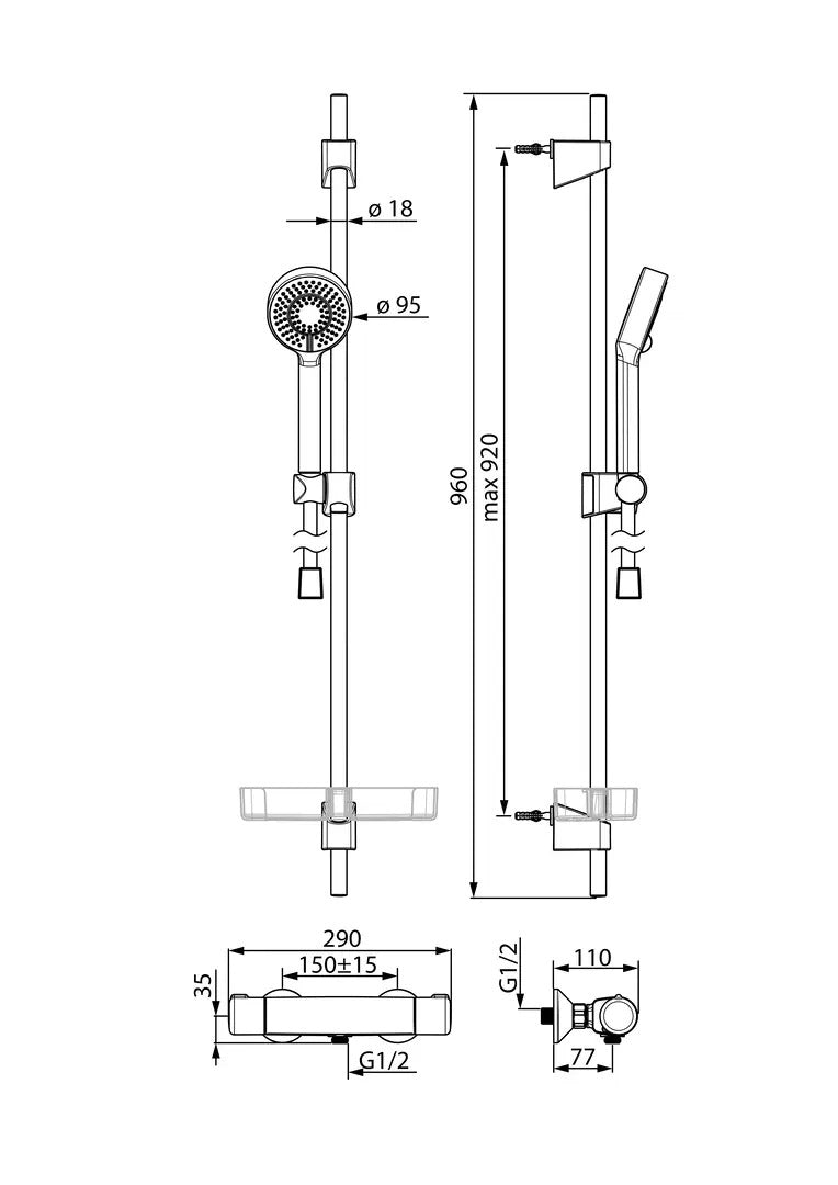 HANSA HANSAMICRA Duscharmatur mit Duschset 48150171 - Chrom