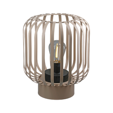 Windlicht (LED) „Pavone“ Metall beige 16,5x20,5 cm