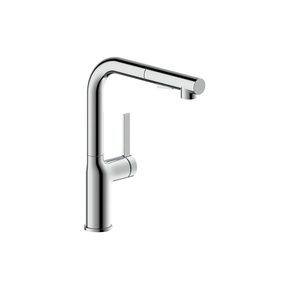 Spültischarm. L-Auslauf Auszugbrause Bravat Torino chrom 3521372