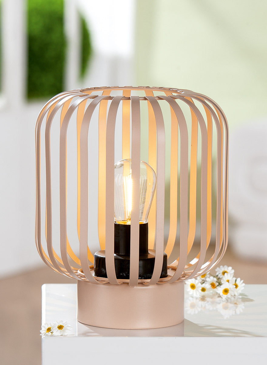 Windlicht (LED) „Pavone“ Metall beige 16,5x20,5 cm