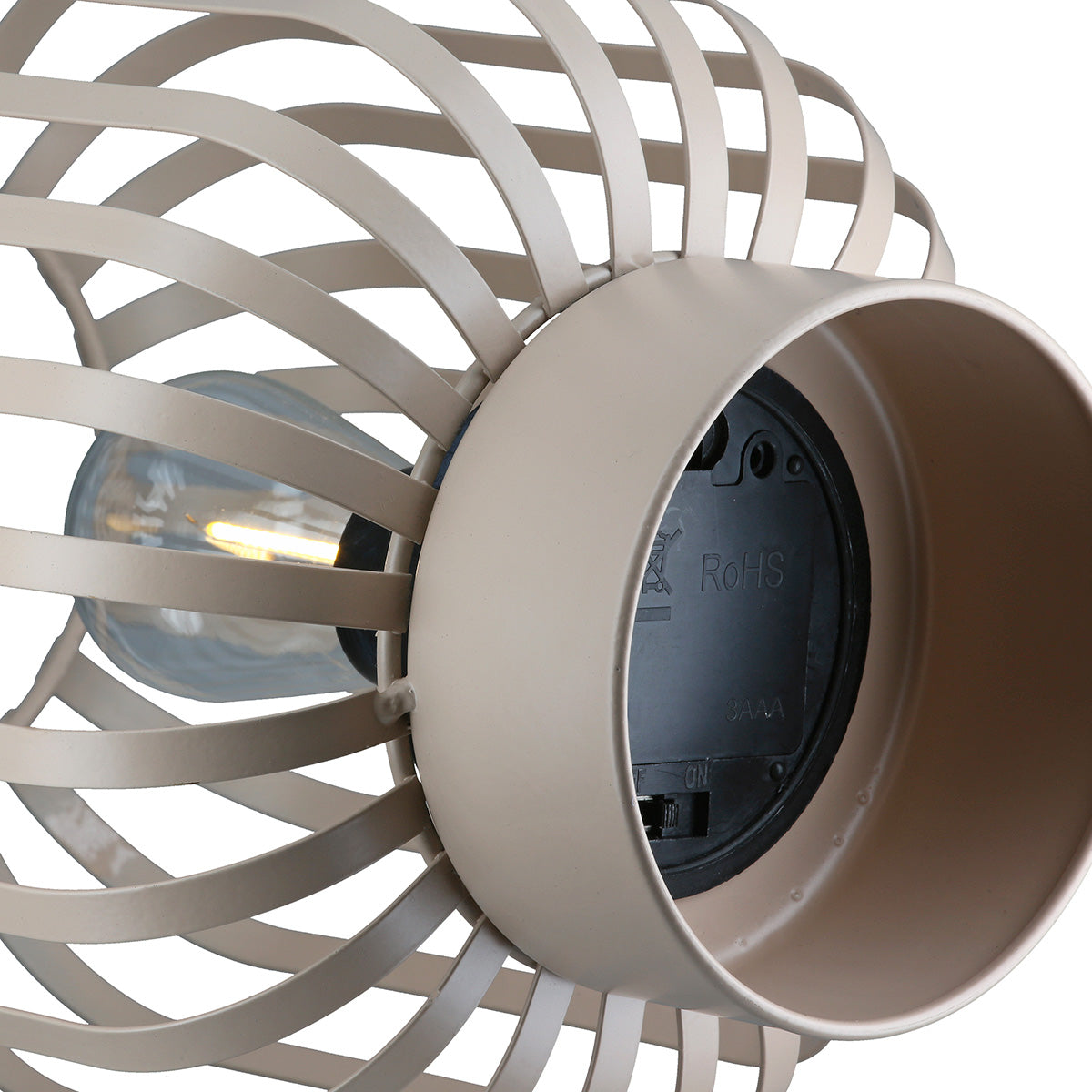 Windlicht (LED) „Pavone“ Metall beige 16,5x20,5 cm