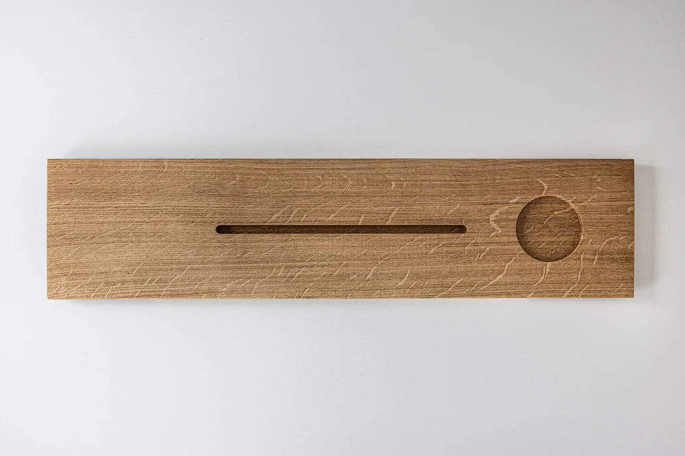 Badewannenablage aus Eiche mit Aussparung Tablet/Glas