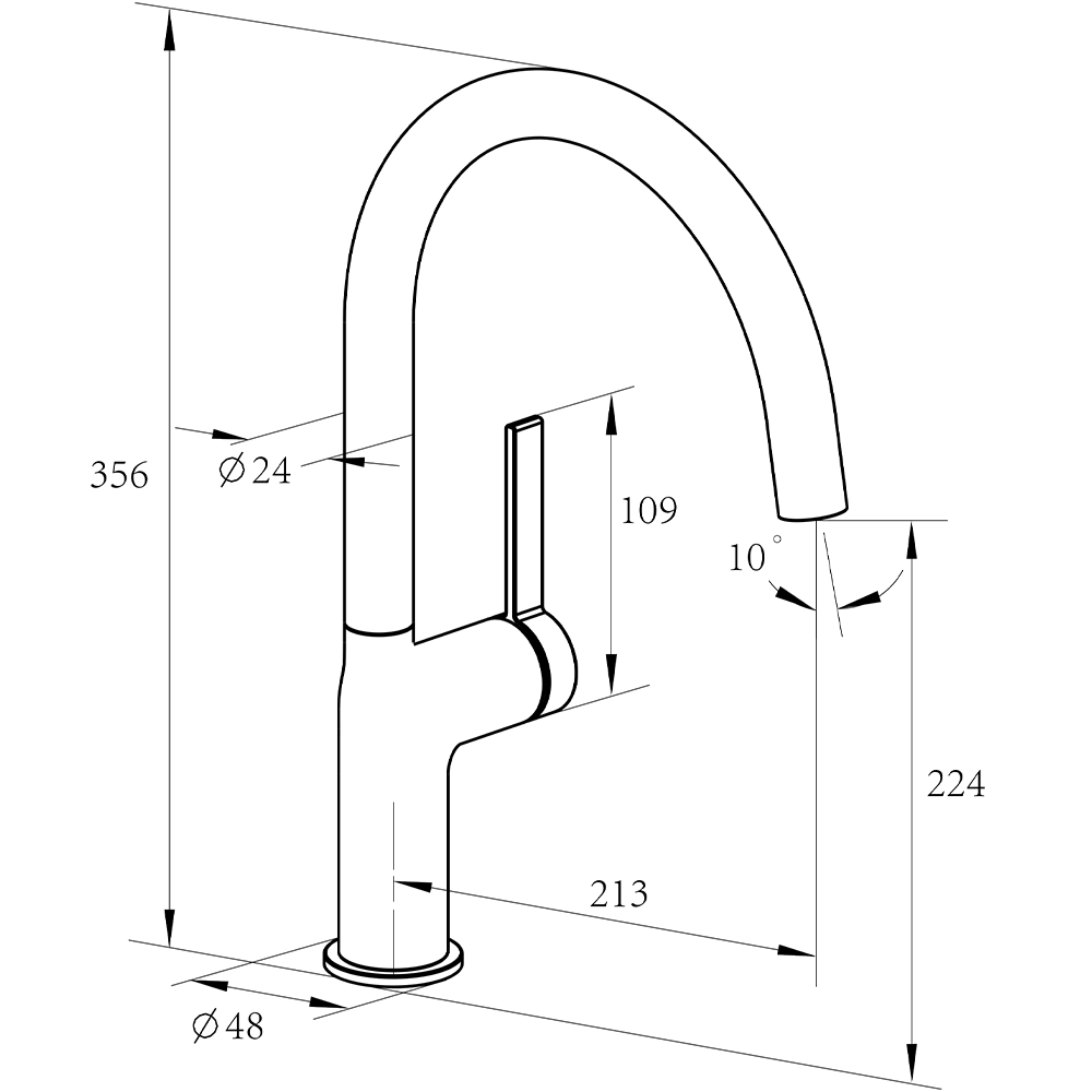 Spültischarm. U-Auslauf Bravat Torino chrom 3521302