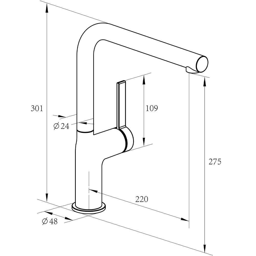 Spültischarm. L-Auslauf Bravat Torino chrom 3521362